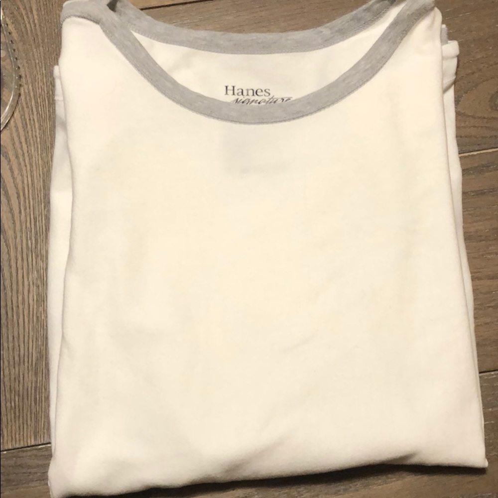Hanes top. White with gray trim